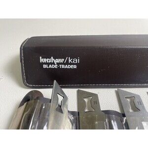 KERSHAW/KAI Blade-Trader model 1099 Wooden Handle, 6 Knives, case, papers. 1980s